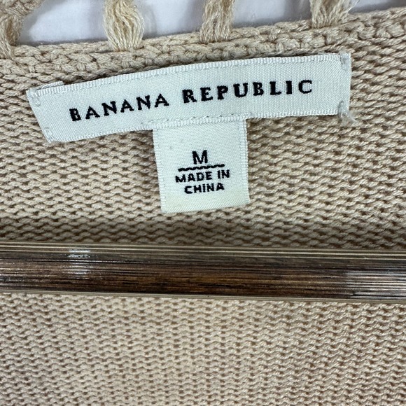 Banana Republic Open Front Cardigan Sweater Womens Medium Beige Silk Clean Girl - Picture 3 of 8